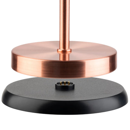 LED Table Lamp - GGM Gastro MERLE MINI - Rechargeable - Cordless - 3-step dimmable - Ø90mm - Copper - with Charging Dock