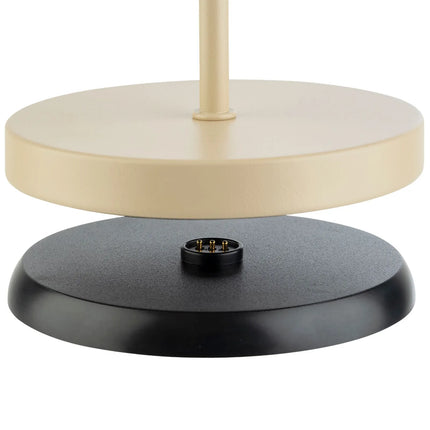LED Table Lamp - GGM Gastro MERLE MINI - Rechargeable - Cordless - 3-step dimmable - Ø110mm - Sand - with Charging Dock