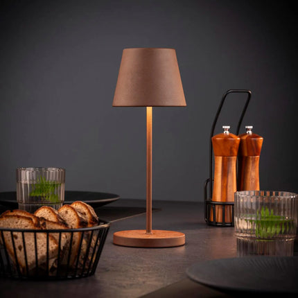 LED Table Lamp - GGM Gastro MERLE MINI - Rechargeable - Cordless - 3-step dimmable - Ø110mm - Grid - with Charging Dock