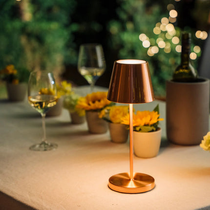 LED Table Lamp - GGM Gastro MERLE MINI - Rechargeable - Cordless - 3-step dimmable - Ø110mm - Grid - with Charging Dock