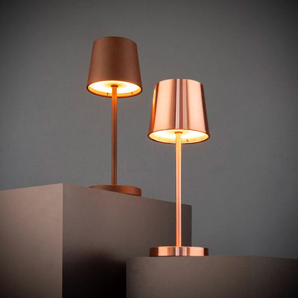 LED Table Lamp - GGM Gastro MERLE MINI - Rechargeable - Cordless - 3-step dimmable - Ø90mm - Grid - with Charging Dock
