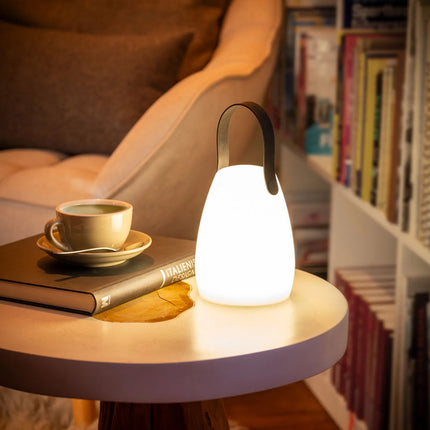 LED Table Lamp - GGM Gastro NIELS MINI - Rechargeable - Cordless - 3-step dimmable - Ø120mm - White - with Charging Dock