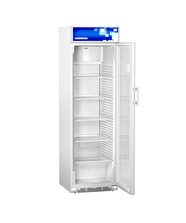 LIEBHERR | Commercial Beverage Display Fridge - 403 L – 1 Glass Door – White – +2 to +12 °C – Advertising display – LED side lighting