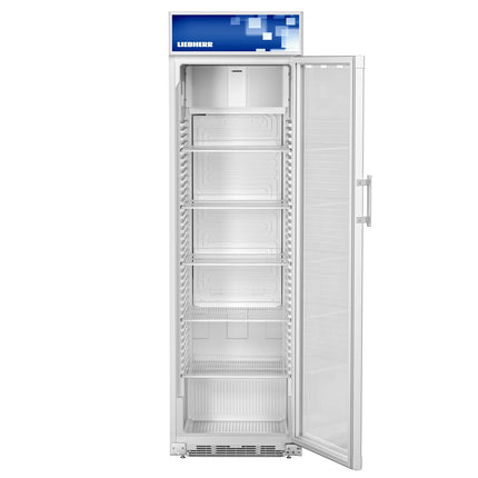 LIEBHERR | Commercial Beverage Display Fridge - 403 L – 1 Glass Door – White – +2 to +12 °C – Advertising display – LED side lighting