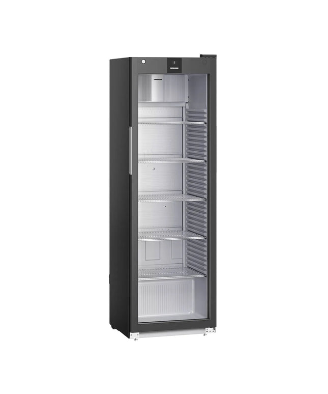 LIEBHERR | Commercial Refrigerator – 400 L - 1 Glass Door - Black - 1–15 °C - 5 Shelves