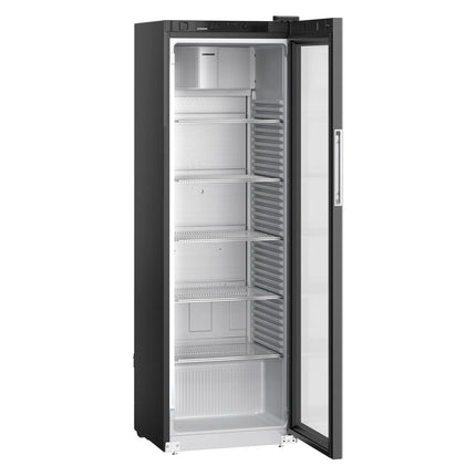LIEBHERR | Commercial Refrigerator – 400 L - 1 Glass Door - Black - 1–15 °C - 5 Shelves