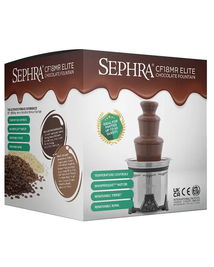 Máy Phun Chocolate Sephra 17311 48.3 cm Elite Bảng Điều Khiển, Cài Đặt Nhiệt & Bát Tháo Rời