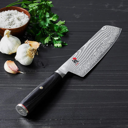 MIYABI | 5000 FC-D Nakiri Vegetable Knife – 170 mm blade - FC61 steel - 48-layer Damascus - for veg & herbs