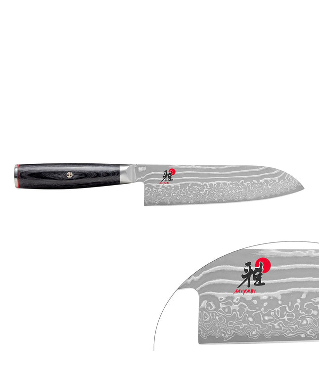 MIYABI | 5000 FC-D Santoku Knife – 180 mm blade - FC61 steel - 48-layer Damascus - for fish, meat & veg