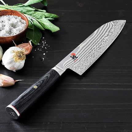 MIYABI | 5000 FC-D Santoku Knife – 180 mm blade - FC61 steel - 48-layer Damascus - for fish, meat & veg
