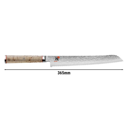 MIYABI | 5000 MCD Bread Knife Serrated 230 mm – Masur Birch - Made in Japan - Flower-Damascus