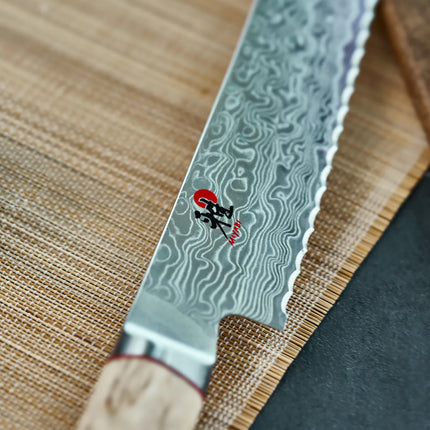 MIYABI | 5000 MCD Bread Knife Serrated 230 mm – Masur Birch - Made in Japan - Flower-Damascus
