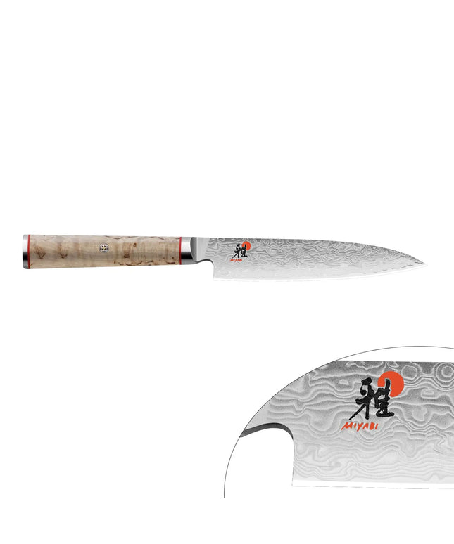 MIYABI | 5000 MCD Chutoh Meat Knife 160 mm – Masur Birch - Made in Japan - Flower-Damascus