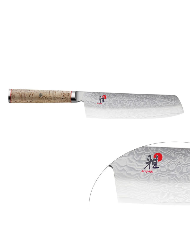 MIYABI | 5000 MCD Nakiri 178 mm – Masur Birch - Made in Japan - Flower-Damascus