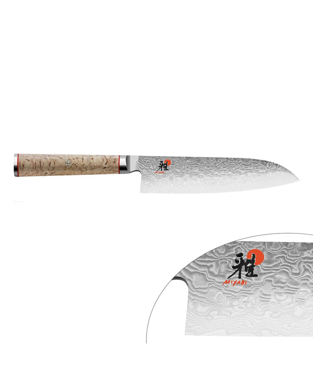 MIYABI | 5000 MCD Santoku Knife 180 mm – Masur Birch Handle - Made in Japan - Flower-Damascus