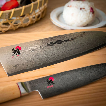 MIYABI | 5000 MCD Santoku Knife 180 mm – Masur Birch Handle - Made in Japan - Flower-Damascus