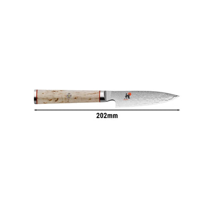 MIYABI | 5000 MCD Shotoh Paring Knife 90 mm – Masur Birch - Made in Japan - Flower-Damascus