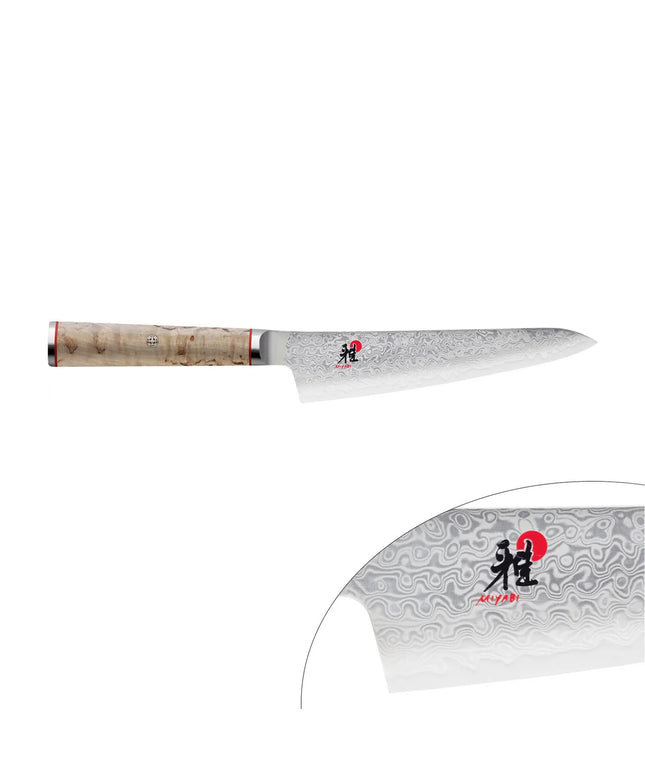 MIYABI | 5000 MCD Shotoh Utility/Paring Knife 140 mm – Masur Birch - Made in Japan - Flower-Damascus