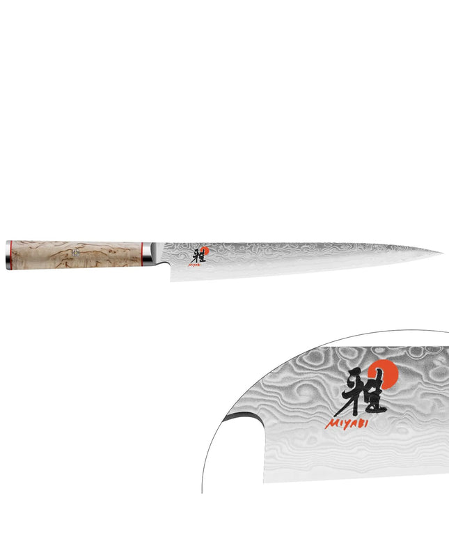 MIYABI | 5000 MCD Sujihiki Filleting/Slicing Knife 234 mm – Masur Birch - Made in Japan - Flower-Damascus
