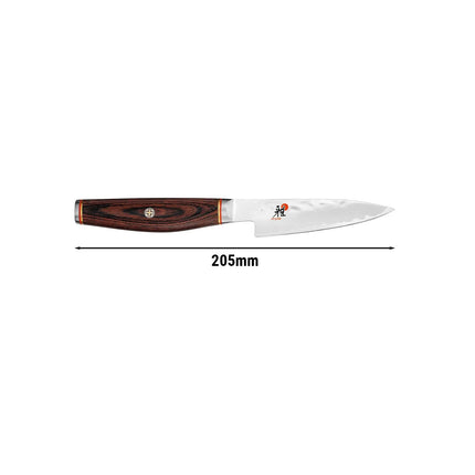 MIYABI | 6000 MCT Shotoh Fruit & Vegetable Knife 90 mm – Plain Edge - Pakka Wood Handle - Made in Japan