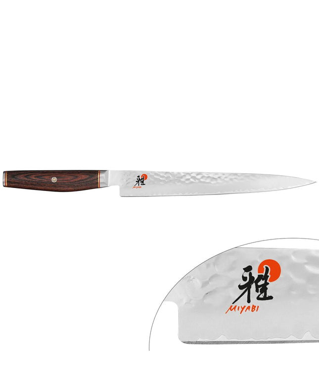 MIYABI | 6000 MCT Sujihiki Slicing Knife 240 mm – Straight Edge - Pakka Wood Handle - Made in Japan