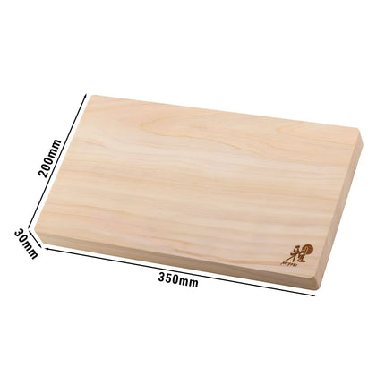 MIYABI | Hinoki Cypress Chopping Board – 350×200 mm - Juice Groove - Knife-Friendly - Brown