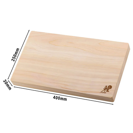 MIYABI | Hinoki Cypress Chopping Board – 400×250 mm - Juice Groove - Knife-Friendly - Brown