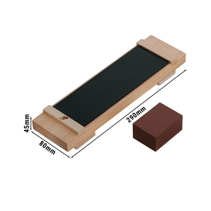 MIYABI | Knife Whetstone Base Kit – Hinoki wood base - includes flattening stone - non-slip