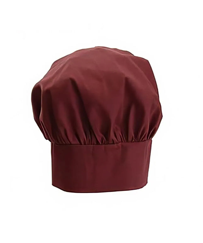 Mũ Đầu Bếp Điều Chỉnh Winco CH-13BG Cao 33cm Khóa Dán Velcro - Poly/Cotton, Đỏ Booc-Đô