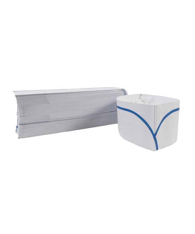 Mũ Lưỡi Trai Đầu Bếp Dùng Một Lần Rofson 100-B Bằng Giấy Màu Trắng Sọc Xanh Cao 22.9 cm