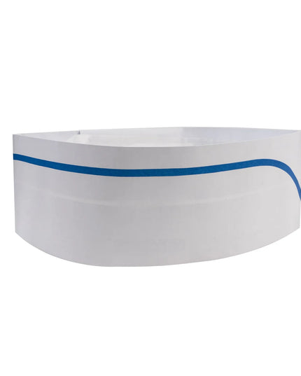Mũ Lưỡi Trai Đầu Bếp Dùng Một Lần Rofson 100-B Bằng Giấy Màu Trắng Sọc Xanh Cao 22.9 cm