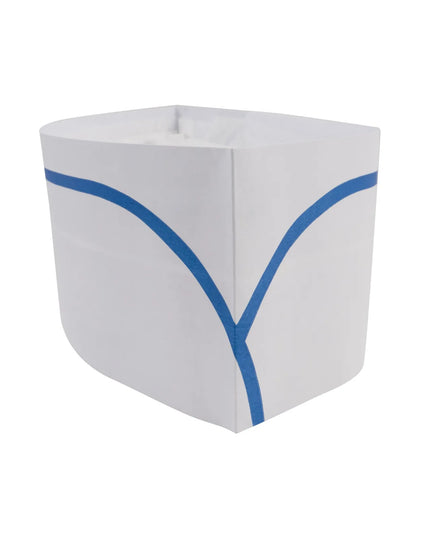 Mũ Lưỡi Trai Đầu Bếp Dùng Một Lần Rofson 100-B Bằng Giấy Màu Trắng Sọc Xanh Cao 22.9 cm