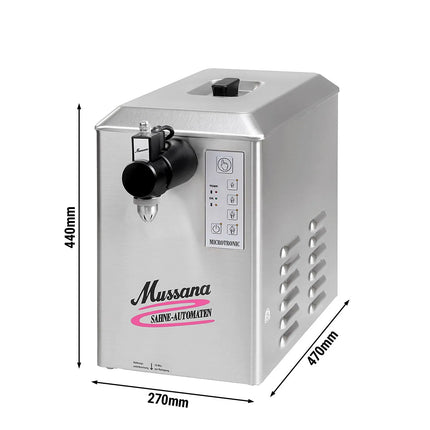 MUSSANA | Commercial BOY Whipped Cream Machine & Dispenser – 4‑Litre - Chilled - 18–60 g Portions - 12 V DC Mobile Battery-Powered