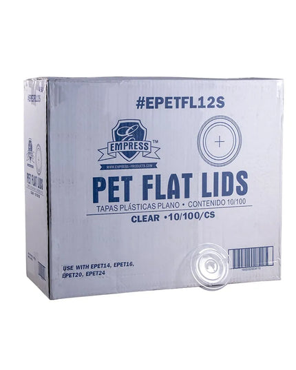 Nắp Phẳng Có Khe Cắm Ống Hút Cho Ly PET 355 ml Squat, 473 ml, 591 ml & 710 ml Empress EPETFL12S