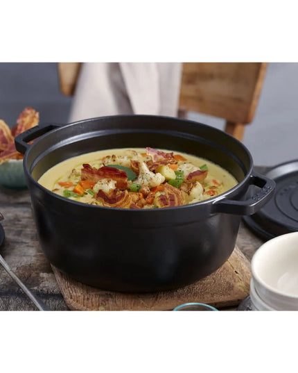 Nồi Cocotte Gang Tráng Men Staub 1003207 6.6 lít Bề Mặt Nhám Đen