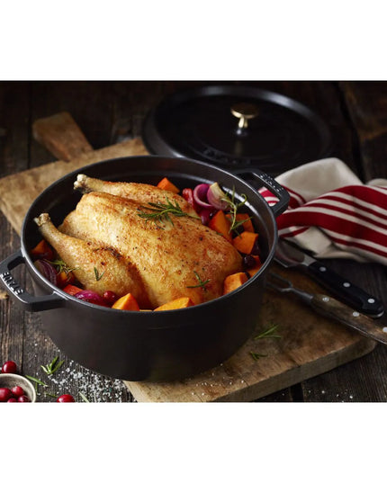 Nồi Cocotte Gang Tráng Men Staub 1003920 5.2 l Nắp Đậy, Đen Nhám