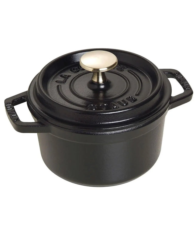 Nồi Cocotte Mini Staub 1004049 Gang Tráng Men Bề Mặt Nhám Đen 18.8 cm x 12.7 cm 710 ml