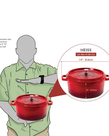 Nồi Dutch Oven Nhôm Tráng Gốm GET CA-006-R/BK/CC 6.1 lít Màu Đỏ