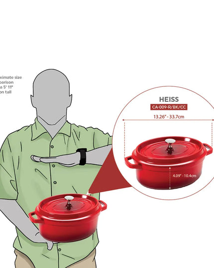 Nồi Dutch Oven Nhôm Tráng Gốm GET CA-009-R/BK/CC 3.3 lít Màu Đỏ