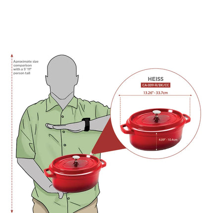 Nồi Dutch Oven Nhôm Tráng Gốm GET CA-009-R/BK/CC 3.3 lít Màu Đỏ