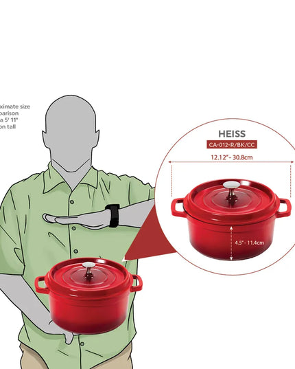 Nồi Dutch Oven Nhôm Tráng Gốm GET CA-012-R/BK/CC 5.2 lít Màu Đỏ