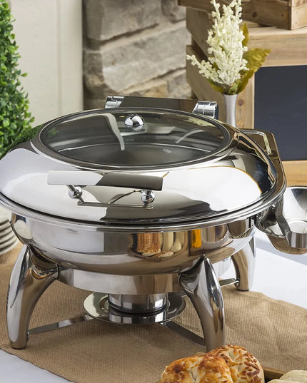 Nồi Hâm Nóng Buffet Tròn Tablecraft CW40177 Nắp Bản Lề & Đốt Cồn