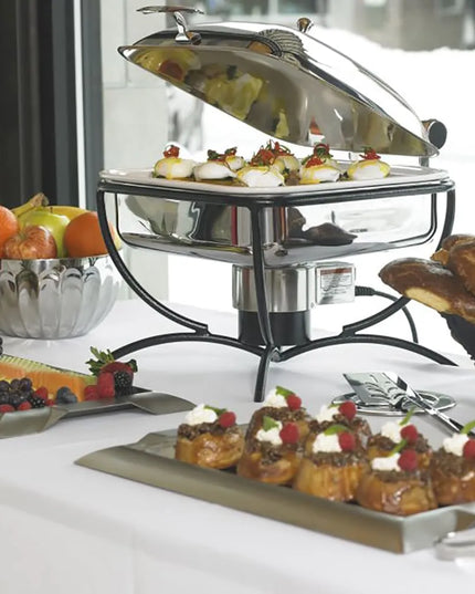 Nồi Hâm Nóng Buffet Vuông Vollrath 46134 Nắp Bản Lề & Bếp Từ