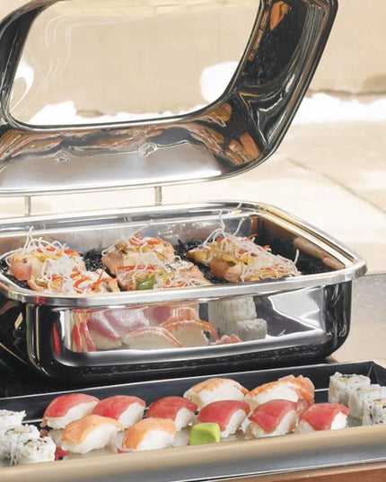 Nồi Hâm Nóng Buffet Vuông Vollrath 46134 Nắp Bản Lề & Bếp Từ