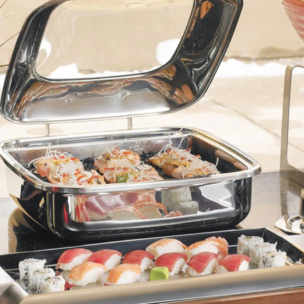 Nồi Hâm Nóng Buffet Vuông Vollrath 46134 Nắp Bản Lề & Bếp Từ
