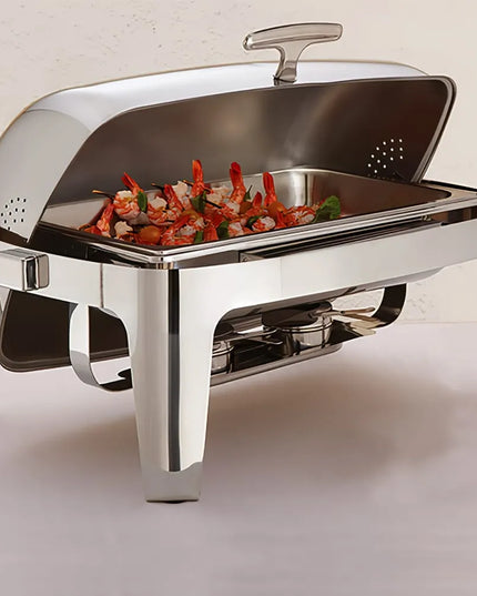Nồi Hâm Nóng Thức Ăn Nguyên Khổ American Metalcraft GOLDAGRT26 Nắp Cuốn Dùng Nhiên Liệu