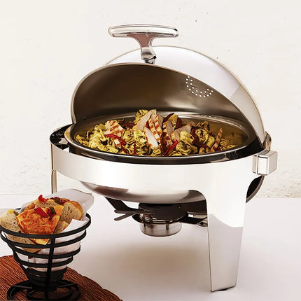 Nồi Hâm Nóng Thức Ăn Tròn American Metalcraft ADAGIORD18 Nắp Cuốn Dùng Nhiên Liệu
