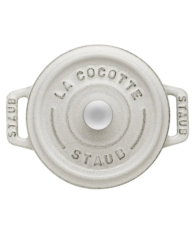 Nồi Tròn Mini La Cocotte Staub 1003431 Gang Tráng Men White Truffle 250 ml