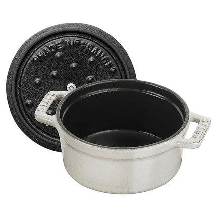 Nồi Tròn Mini La Cocotte Staub 1003431 Gang Tráng Men White Truffle 250 ml