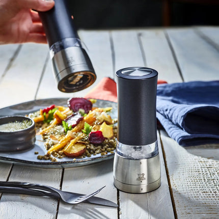 PEUGEOT | DAMAN - Electric Salt Mill - Stainless steel/acrylic - Height: 160mm